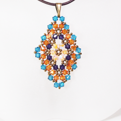 Pendant 30cm - Talia Rhombus M-Chocolate Leather - Pendant 30cm - Laiton bronze